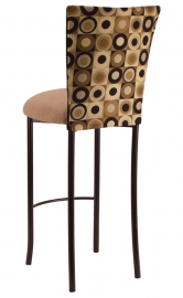 Concentric Circle Chair Cover with Camel Suede Cushion on Brown Legs