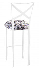 Simply X White Barstool with White Paint Splatter Cushion