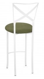 Simply X White Barstool with Sage Suede Cushion
