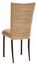 Chloe Beige Stretch Knit Chair Cover and Cushion on Brown Legs