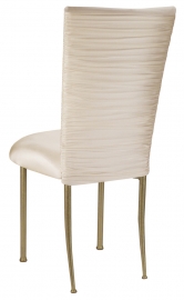 Chloe Ivory Stretch Knit Chair Cover and Cushion on Gold Legs