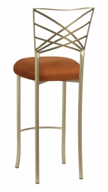 Gold Fanfare Barstool with Copper Suede Cushion