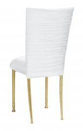 Chloe White Stretch Knit Chair Cover and Cushion on Gold Legs