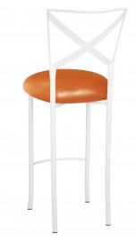 Simply X White Barstool with Metallic Orange Cushion