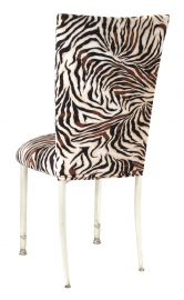 Zebra Stretch Knit Chair Cover and Cushion on Ivory Legs