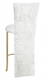 White Wedding Lace Barstool Jacket with White Knit Cushion on Gold Legs