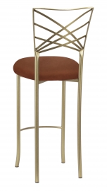 Gold Fanfare Barstool with Cognac Suede Cushion