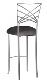 Silver Fanfare Barstool with Charcoal Velvet Cushion