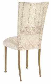 Gold Bella Fleur with Ivory Lace Chair Cover and Ivory Lace over Ivory Stretch Knit Cushion