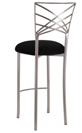 Silver Fanfare Barstool with Black Suede Cushion