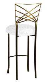 Two Tone Fanfare Barstool with White Lace over White Knit Cushion