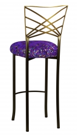 Two Tone Fanfare Barstool with Purple Paint Splatter Knit Cushion