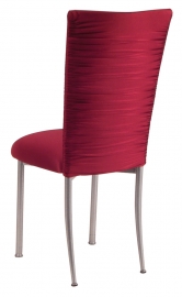 Chloe Cranberry Stretch Knit Chair Cover and Cushion on Silver Legs