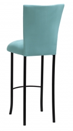 Turquoise Suede Barstool Cover and Cushion on Black Legs