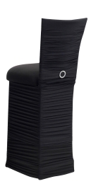 Chloe Black Stretch Knit Barstool Cover with Jewel Band, Cushion and Skirt
