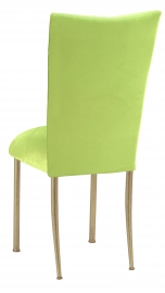 Lime Green Velvet Chair Cover and Cushion on Gold Legs