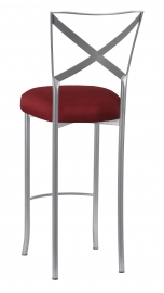 Simply X Barstool with Burnt Red Dupioni Boxed Cushion