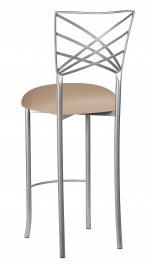 Silver Fanfare Barstool with Cappuccino Stretch Knit Cushion
