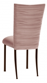 Chloe Blush Stretch Knit Chair Cover and Cushion on Brown Legs