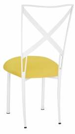 Simply X White with Bright Yellow Velvet Cushion