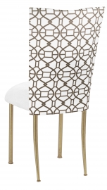 Smoke Kaleidoscope Chair Cover with White Suede Cushion on Gold Legs