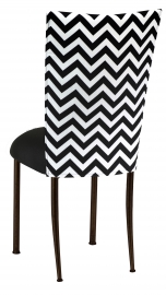 Chevron Chair Cover with Black Stretch Knit Cushion on Brown Legs