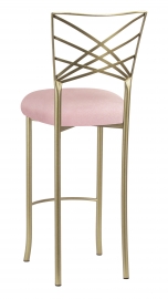 Gold Fanfare Barstool with Pink Sparkle Velvet Cushion