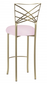 Gold Fanfare Barstool with Soft Pink Knit Cushion