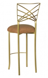Gold Fanfare Barstool with Camel Suede Cushion