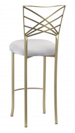 Gold Fanfare Barstool with Silver Knit Cushion