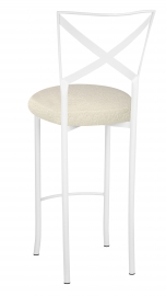 Simply X White Barstool with Ivory Boucle Cushion