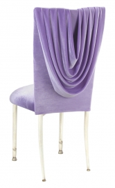 Lavender Velvet Cowl Neck Chair Cover and Cushion on Ivory Legs