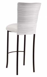 Chloe White Stretch Knit Barstool Cover and Cushion on Brown Legs