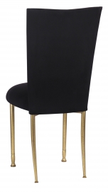 Black Suede Chair Cover and Cushion on Gold Legs