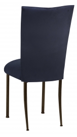 Navy Suede Chair Cover and Cushion on Brown Legs