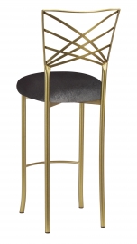 Gold Fanfare Barstool with Charcoal Velvet Cushion