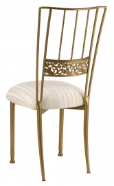 Gold Bella Fleur with Ivory Sateen Stripe Cushion