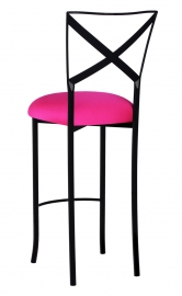 Blak. Barstool with Hot Pink Stretch Knit Cushion