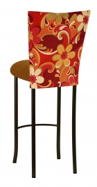 Groovy Suede Barstool Cover with Copper Suede Cushion on Black Legs