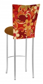 Groovy Suede Barstool Cover with Copper Suede Cushion on Silver Legs