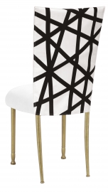 FWY Chair Cover with White Suede Cushion on Gold Legs