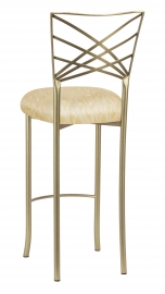 Gold Fanfare Barstool with Ivory Lace over Ivory Knit Cushion