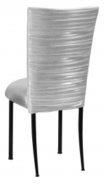 Chloe Metallic Silver on White Foil Chair Cover and Cushion on Black Legs