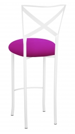 Simply X White Barstool with Magenta Stretch Knit Cushion