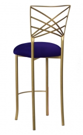 Gold Fanfare Barstool with Navy Stretch Knit Cushion
