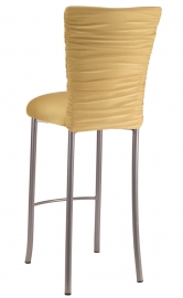 Chloe Gold Stretch Knit Barstool Cover and Cushion on Silver Legs
