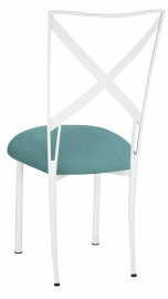 Simply X White with Turquoise Suede Cushion