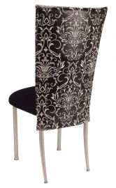 Black and White Dynasty Chair Cover with Black Stretch Knit Cushion on Silver Legs
