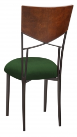 Butterfly Woodback Chair with Green Velvet Cushion on Brown Legs