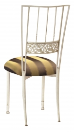 Ivory Bella Fleur with Brown & Gold Striped Cushion